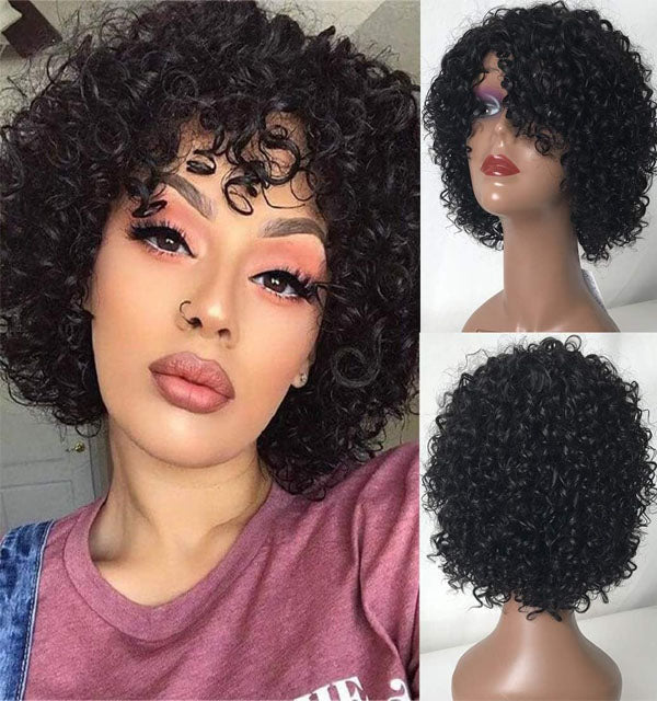 Curly Wave 100% Human Hair Wig 13x4 Full Frontal Lace Wigs (Transparent) for Women