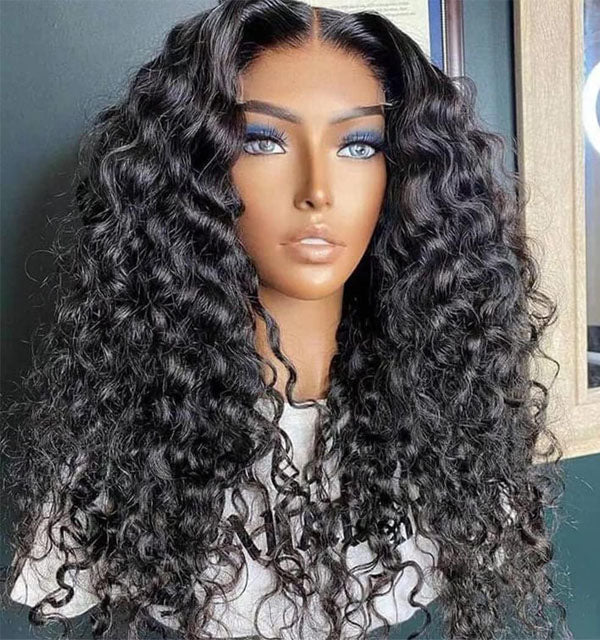 Curly Wave 100% Human Hair Wig 13x4 Full Frontal Lace Wigs (Transparent) for Women