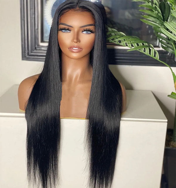 Straight 100% Human Hair Wig 13x4 Full Frontal Lace Wigs (Transparent) for Women